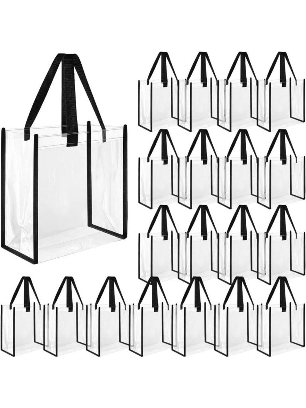 20 Clear Plastic Tote Bags - 12x12x6 Inch, Perfect for Events & Storage